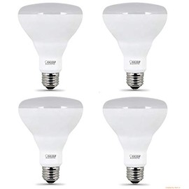 Feit LED Dimmable BR30 Flood Soft White Bulbs 65 Watts, Uses 11.5 Watts, 4 Pack
