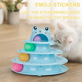 Gefryco Cat Toys 4-Tier Roller Track, Turntable Cat Tower Toy with Colorful Chase Balls, Multi-Level Interactive Cat Toys for Bored Indoor Adult Cats, Fun Puzzle Kitten Exercise Toys Self Play