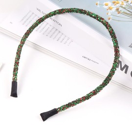 Christmas Sequins Headbands Red Green Glitter Hair Hoop Hairbands Christmas Party Hair Accessories for Women Winter Holiday Costume Headdress for Festive Birthday Gift Supplies 1Pcs(Green Red Sequins)