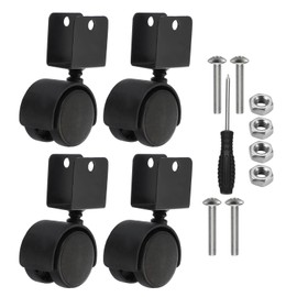 PATIKIL 2" Swivel Caster with 1" U Bracket, 4 Pack 360° Rotation Swivel No Noise Wheel Total Load Capacity 132 Lbs for Furniture Legs