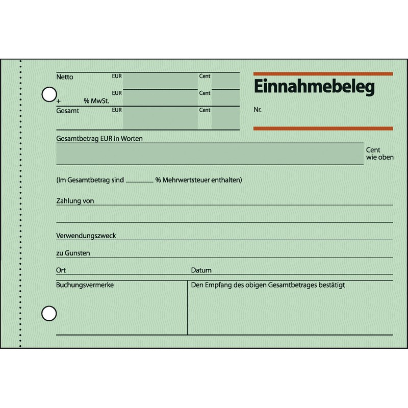 Sigel EB615 Einnahme Receipt A6 Horizontal 50 Pages Each Pack