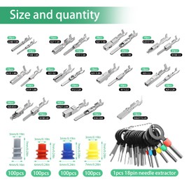 Syhdfxknp 708-Teiliges Steckverbinder Set für Kfz Stecker Enthält 290 Klemmenblock 400 wasserdichte Gummidichtungen und 18-Pin-Auspinwerkzeug Passend für 12V Steckverbindungen und Kabelstecker