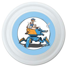 GRAPHICS & MORE Mechanic Girl Riding Mecha Robot Tank Mech Engineer Novelty 9" Flying Disc