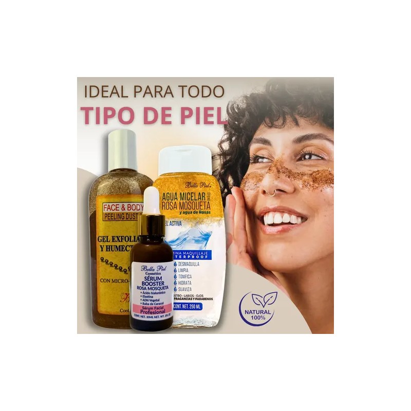 Kit Skincare Agua Micelar Gel Exfoliante Sérum Booster