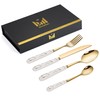 SensiSel 16 Piece Ceramic White Handles and Golden Plated Stainless