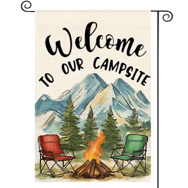AVOIN colorlife Welcome To Our Campsite Camping Garden Flag 12x18 Inch Double Sided, RV Campfire Camper Yard Outdoor Decoration