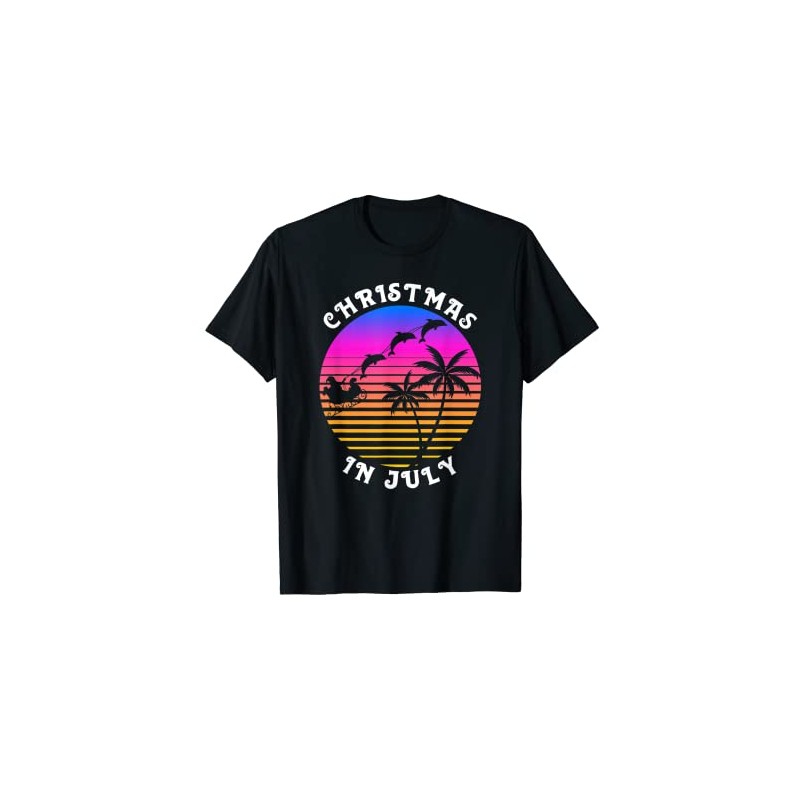 Christmas in July Christmas in Summer Dolphins Santa T-Shirt