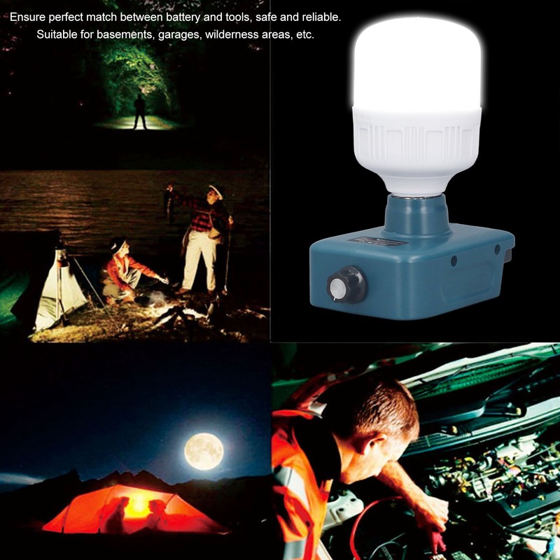 Battery Powered Work Light Bulb E27 Adjustable Brightness LED Bulb