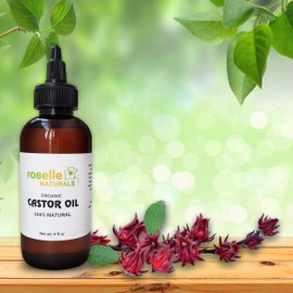 Roselle Naturals Pure Organic Castor Oil - Hexane Free Skin Moisturizer, Massaging Oil, For Dry Skin, Hair, Eyelashes & Eyebrows
