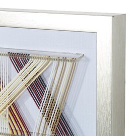 Deco 79 Cotton Fabric Geometric Handmade Home Wall Decor String Art Wall Sculpture with Silver Frame, Wall Art 22" x 2" x 60", Multi Colored