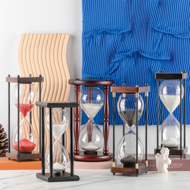Large Fillable Hourglass Timer Sand Clock, Decorative Wooden Empty Hourglass