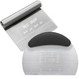 Dough Scraper Cutter Pastry Pizza Cutter Stainless Steel Tool with Scale Ruler, Kitchen Tool for Baking Cookie Dough Vegetable Bread