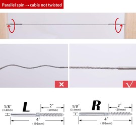 Muzata 30Pack 1/8" Swage Lag Screws Left & Right Cable Railing Hardware Kit Handed Thread for Wood Post T316 Stainless Steel Stair Deck WoodBudget System 15 Pairs CK17