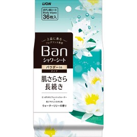 Ban Refreshing Shower Sheet, Powder in Type, Wheater Lily Scent, 36 Sheets x 1