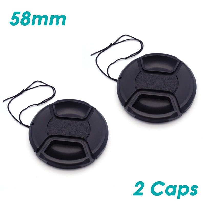 2 pcs Universal Camera Lens Front Caps 58mm with Secure