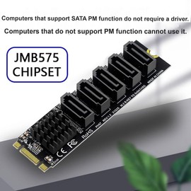 ChenYang M.2 B+M Key NGFF to 5 SATA 3.0 Port Multiplier Expansion Card Adapter for Motherboard SATA Hard Drive Port Extension JMB575 Chipset