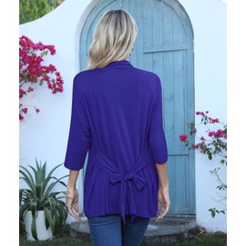 LILBETTER - Cárdigan de manga 3/4 para mujer, estilo casual, ligero, con parte delantera abierta, Azul Real, M
