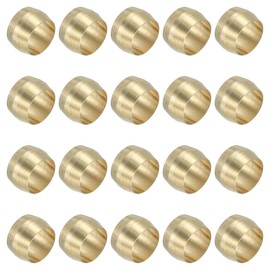 PATIKIL 8mm ID Brass Compression Sleeve Ferrules, 80 Pcs Brass Compression Fittings Brass Compression Assortment Kit for Tube Air Lines