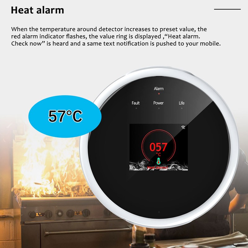 WiFi Combustible Gas Alarm Methane Natural Gas Leakage Detector Sound