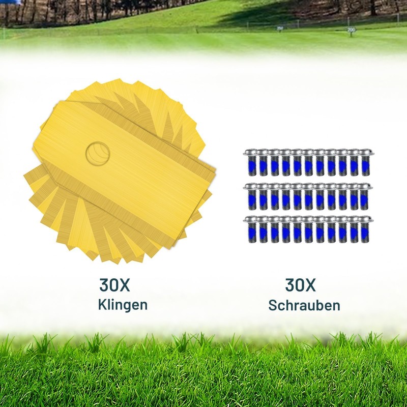 HAUSPROFI 30 x titanium robotic lawnmower blades, replacement blades, ultra-sharp,