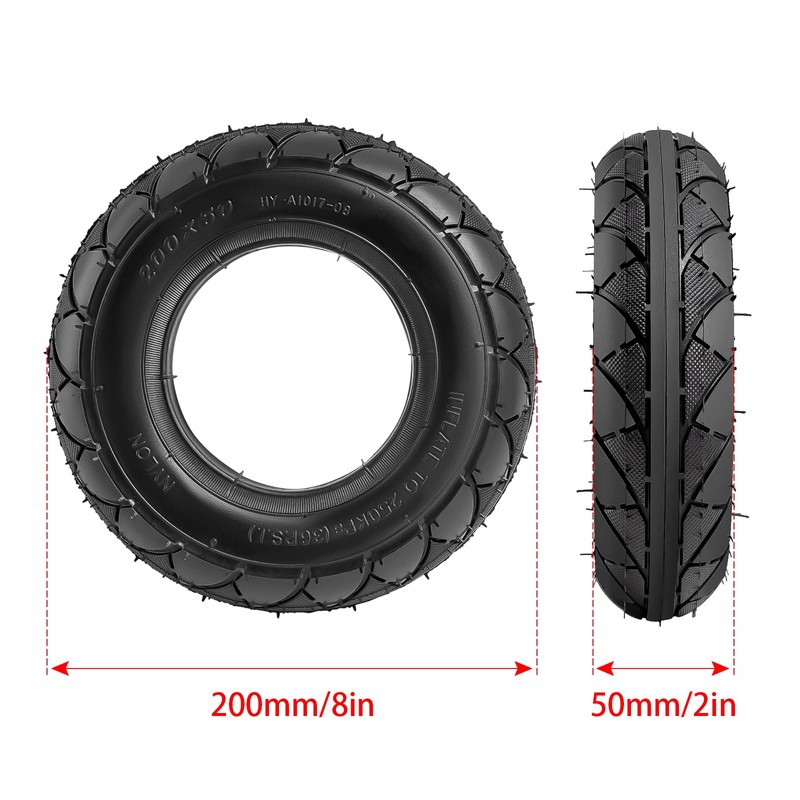 Heavy-Duty 200X50 Tire & Inner Tube Set, 8"x2" Electric Scooter