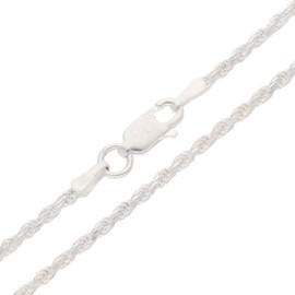 2mm Sterling Silver 28" Diamond-Cut Rope Chain Necklace(Lengths 14",16",18",20",22",24",26",28",30",32",34",36")