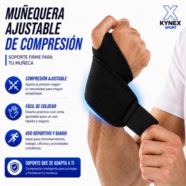 Muñequera Deportiva Ajustable de Compresión con Velcro, Soporte Firme para Entrenamiento y Uso Diario (Negro)