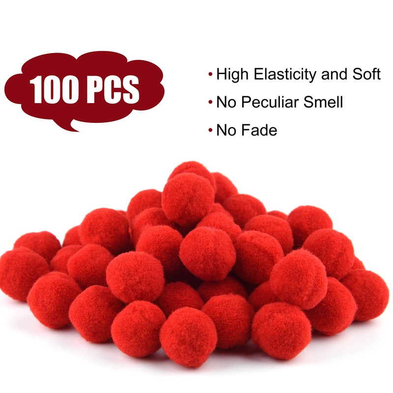 TUPARKA 100 Pcs Red Pom Poms 1 Inch Craft Pompoms