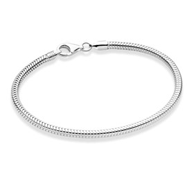 TreasureBay Italian 925 Sterling Silver Snake Chain Bracelet for Men and Women (21.00)
