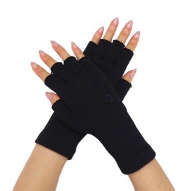 841 Fingerless Cotton Gloves, Half Finger Smartphone Gloves, Hand Warmers, Made in Japan, black (black 19-3911tcx), L
