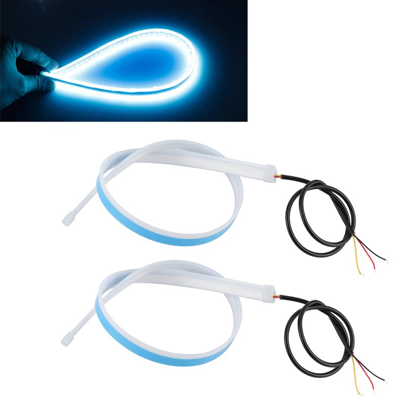 2Pcs LED Daytime Running Light Sequential Flexible Turn Signal Strip