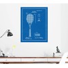 Tennis Racket Patent Print Blueprint with Border (24" x 36")