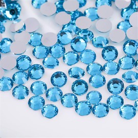Kdkyy 3000 Pieces SS6 2mm Flatback Rhinestones Clear Glass Round Gems Crystals for Nail Art DIY Crafts Clothes Shoes Bags Aqua Blue