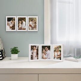 Afuly Picture Frame Postcard, 3 Sides, Postcard, Postcard, Photo Frame, Multiple Pieces, Stylish, Wall Hanging, 360° Rotation, Wedding Gift, Birthday, Anniversary, Gift, Gift for Family and Friends,