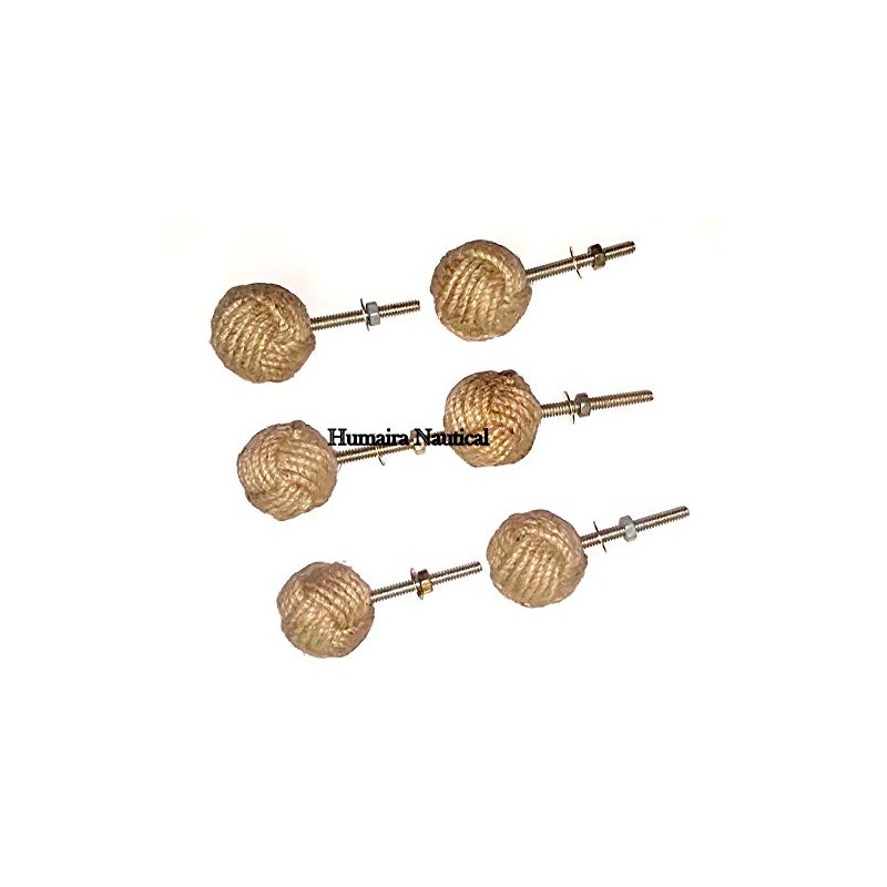 Samara Nautical Lot Of 6 Cabinet Knot Rope Knob/Jute Door