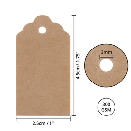 Belle Vous 1000 Pcs Brown Kraft Paper Gift Tags - 4.5 x 2.5cm (1.75 x 1 inch) - Rectangle Writable Hanging Labels for Presents, DIY Crafts, Christmas, Wedding, Birthdays and Merchandising