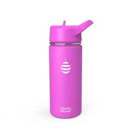 Clearly Filtered Water Bottle | Removes 220+ Contaminants, Double-Wall Insulated Stainless Steel, BPA/BPS Free, Phthalate Free, Filters Flouride Lead Chlorine (16oz, Purple Dino)