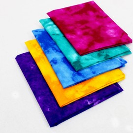 TFG 5 Pcs Mottled Melody Batik Fat Quarters (50cm x 55cm) 100% Cotton Fabric Bundle for Sewing Quilting Crafting Scrapbook Projects