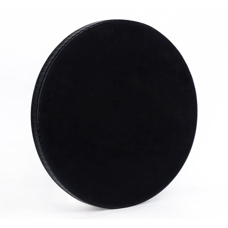 HofferRuffer Round Serving Tray 20'', Elegant Faux Leather Circle Ottoman