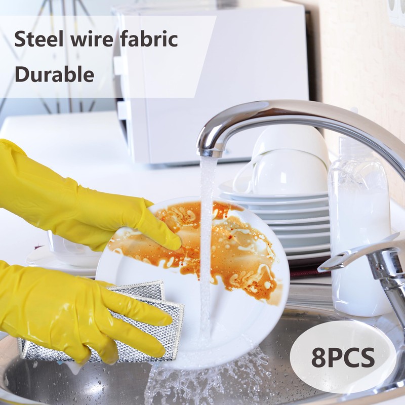 Sopurrrdy Double Layer Dishwashing Rags - 8 Pcs, Multipurpose Non-Scratch