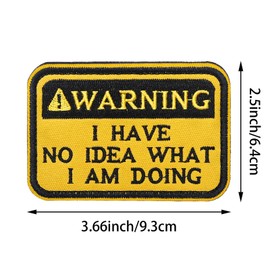 4 Pcs Warning I Have No Idea What I Am Doing Embroidered Morale Patch,Funny Hook and Loop Patch for Tactical Backpacks, Army Vests, Dog Harnesses, Service Animal Vests, Jackets, Jeans, Hats, Helmets