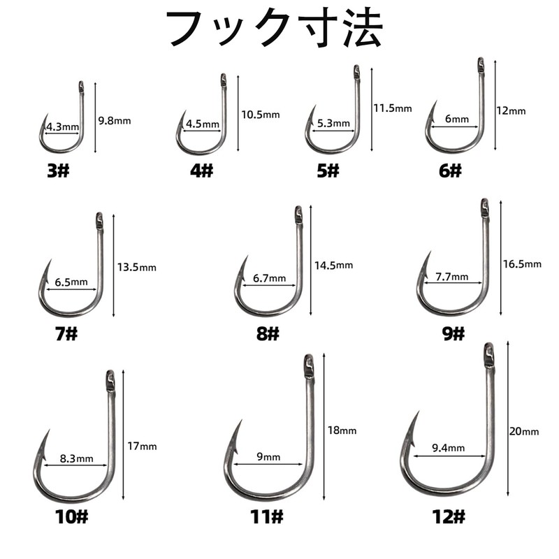 LeTradeJP Fishing Hooks, High Carbon Steel, High Strength, Corrosion Resistant,