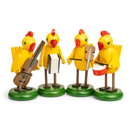 SIKORA OD21 Easter Decoration Funny Chicken Ribbon Wooden Figures Set of 4 - 2 Sizes, Height in cm: Height Approx. 11 cm