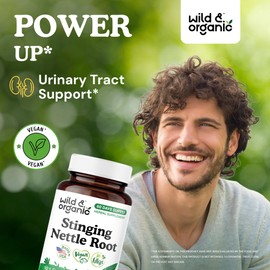 Wild & Organic Stinging Nettle Root Capsules 5000 mg - 10:1 Stinging Nettle Root Extract for Urinary Tract Support - 60 Stinging Nettle Capsules - 60 Days Supply - Vegan, No Fillers