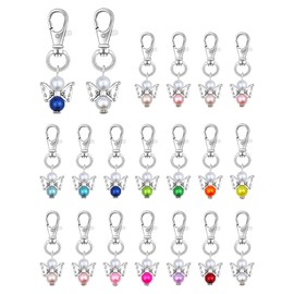YETOOME 20 Pcs Angel Pearl Beads Pendant Keychain, Angel Fairy Dangle Charms with Swivel Clasps Hook for Bag Pouch Purse Key Holders