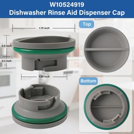 Upgraded W10524919 WPW10524919 Dishwasher Rinse Aid Dispenser Cap Replacement Compatible with Whirlpool Amana Ikea WDP350PAAW5 KDTE104DSS0. Dispenser Cap Replace W10524923 Dishwasher Rinse Aid Cap
