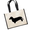huuraa Jute Bag Dachshund Silhouette Present Shopper Shopping Bag Black
