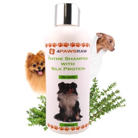 4PAWSRAW Natural Adult Dog Shampoo – Thyme with Silk Protein Dog Grooming Products – 250ml
