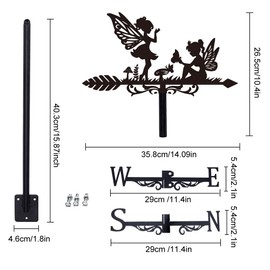 SUPERDANT Fairy Weathercock Meadow Mushroom Weather Vane for Roof Metal Weather Vane Black Wind Direction Indicator Yard Wind Vane Outdoor Weather Vane for Barns Gardens Weather Vane for Yard