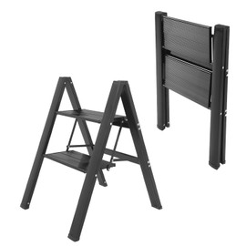 2 Step Ladder,Aluminum Lightweight Folding 2 Step Stool with Anti-Slip Wide Pedal, 300kg Capacity Step Ladder for Household,Kitchen,Office